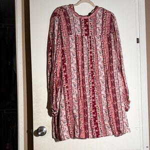 Impressions Burgundy and Pink Floral Scarf
